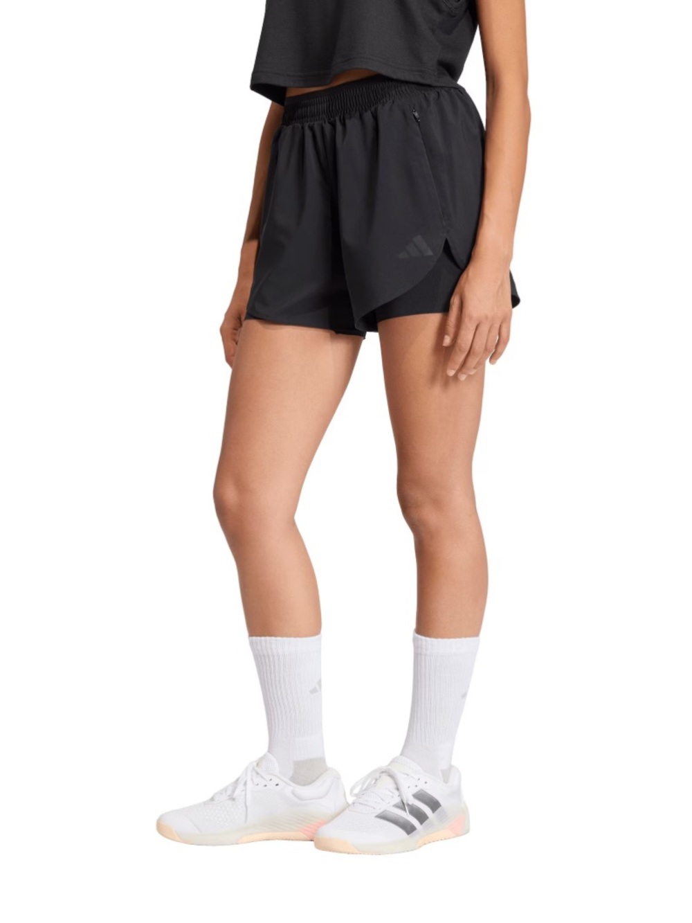 adidas Black Two-in-One Athletic Running Shorts